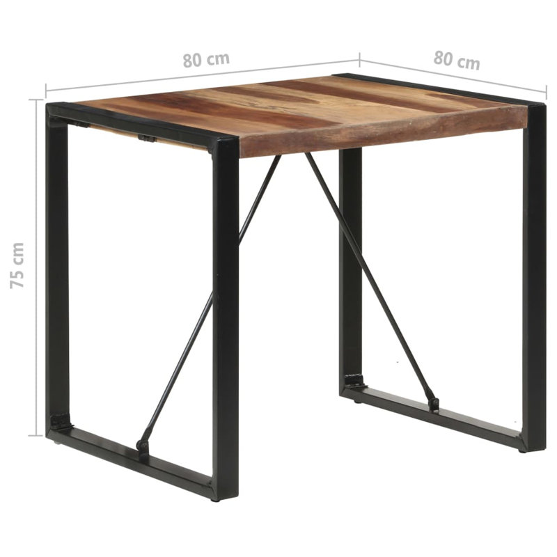 Casen Dining Table 80x80x75 cm Solid Wood, Black, 80 x 80 x 75 cm, Solid Acacia Wood