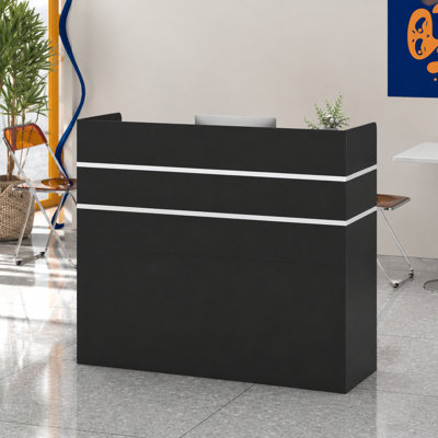 120cm Reception Desk with 5 Lockable Drawers, Bookcase and Cable Management