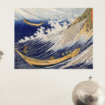 Décalcomanie murale amovible pour bateau japonais sur le vagues