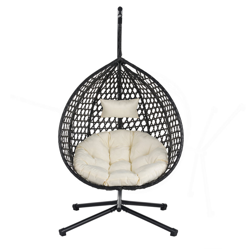 Fauteuil à œufs suspendu polyvalent pour l'intérieur et l'extérieur, Beige/noir