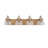 4‑Light Vintage Bathroom Vanity Light, Antique Brass Wall Lamp with Ribbed Clear Glass Shades-124572234-134671674