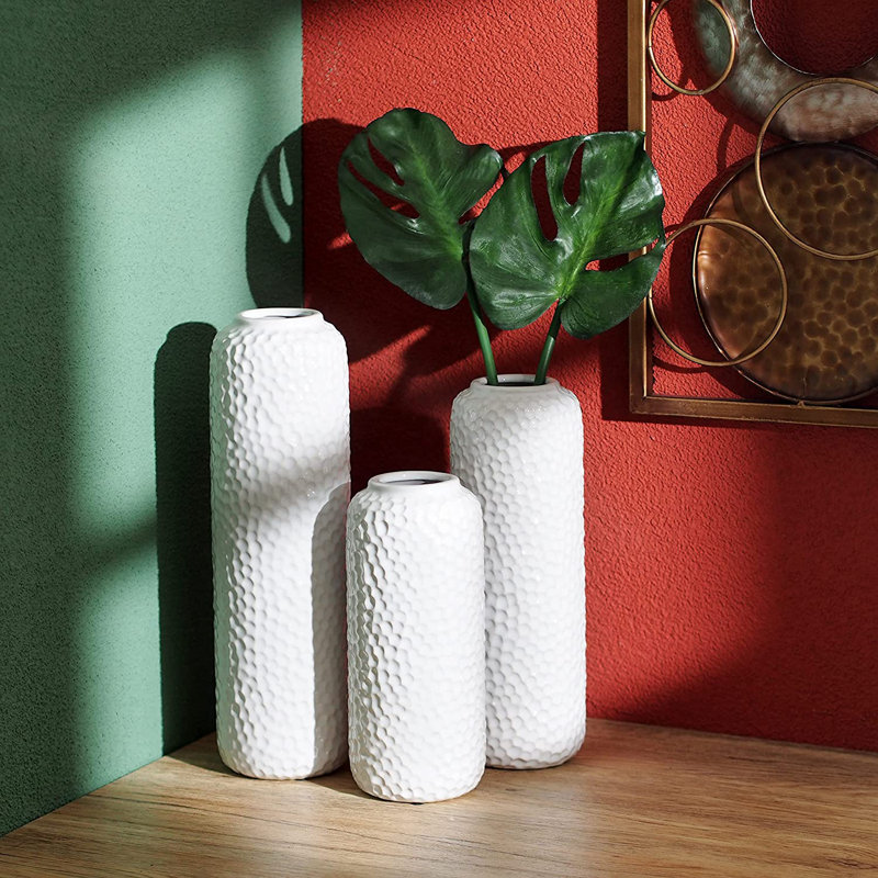 Ensemble de 3 vases de table en porcelaine blanche Dawnetta