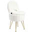 Dossier de tabouret de coiffeuse blanc rond et rangement caché, fauteuil de maquillage pliable en fausse fourrure avec siège en mousse à mémoire de forme et structure en métal doré, petit-2011653970