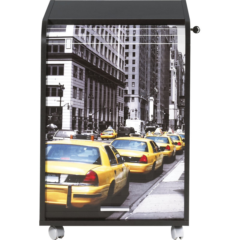 Graziella 1 -Door 2 -Drawer Filing Storage Cabinet, Black