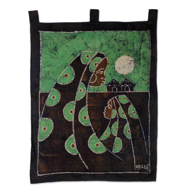 Suspension murale en coton Batik Mothers Care, Noir