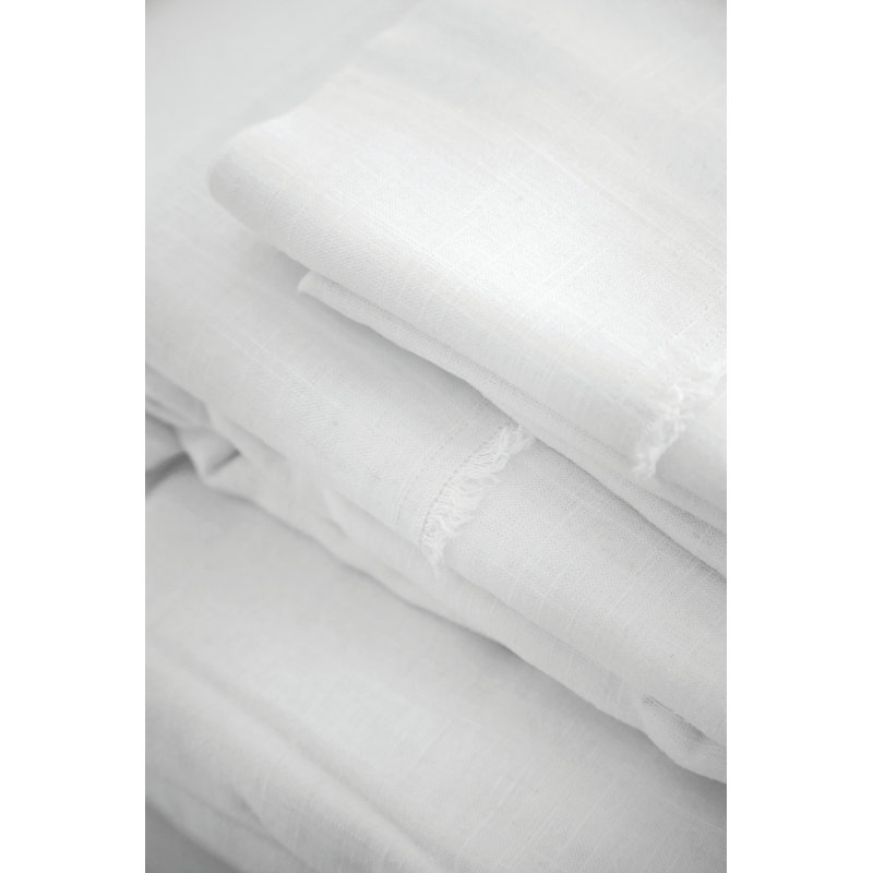 REMI - RAYON FROM BAMBOO / LINEN SHEET SET - (FITTED, FLAT, PAIR OF ST/Q PC), King Sheet Set with 2 Pillowcases, White