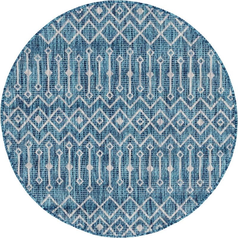 Harlee Geometric Indoor / Outdoor Rug, Round 5'3"