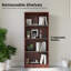 Multifunctional Wood Bookcases, Adjustable Cherry Finish For Home Office