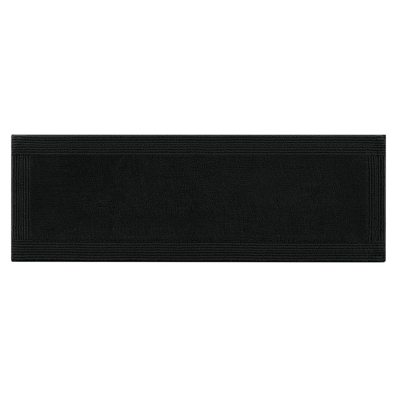 24x72" 100% Cotton Reversible 3000 Gsm Black Bath Rug - And Dense, Medium Pile 0.5", Easy Care 1 Pcs Look Feel, Machine Washable,