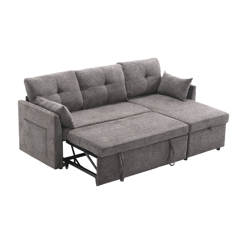 Amiera 4 Seater Sofa Bed, Grey Chenille
