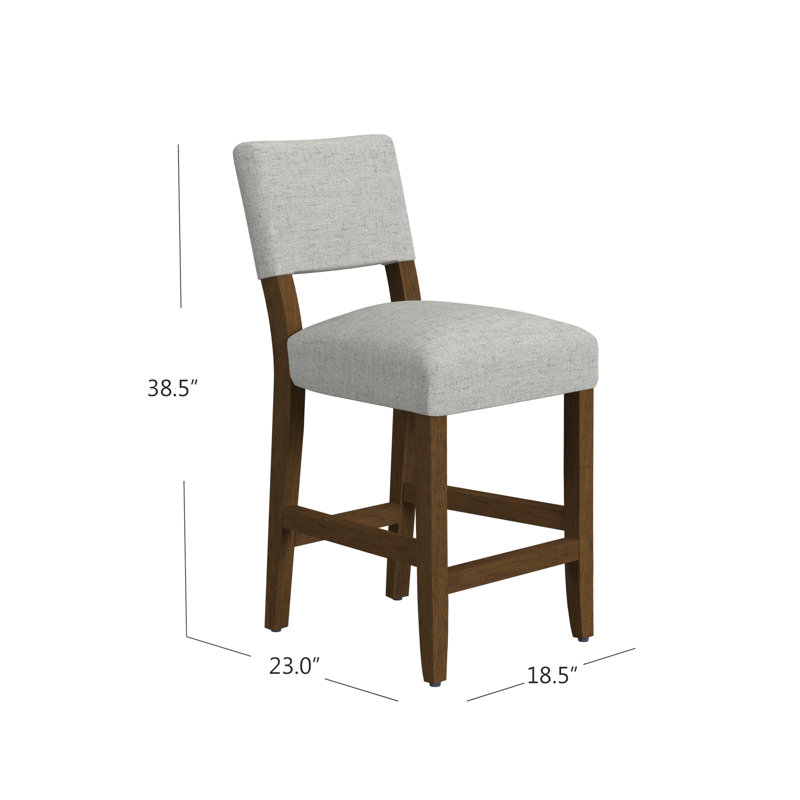 Open Back 24 Inches Counter Stool, Grey Woven