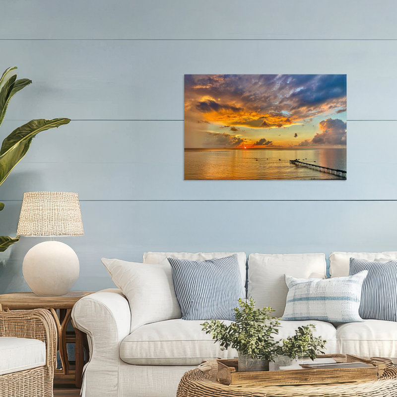 Coucher de soleil et toile de nuages océan, design par David Stahl, H 24 po x l 36 po