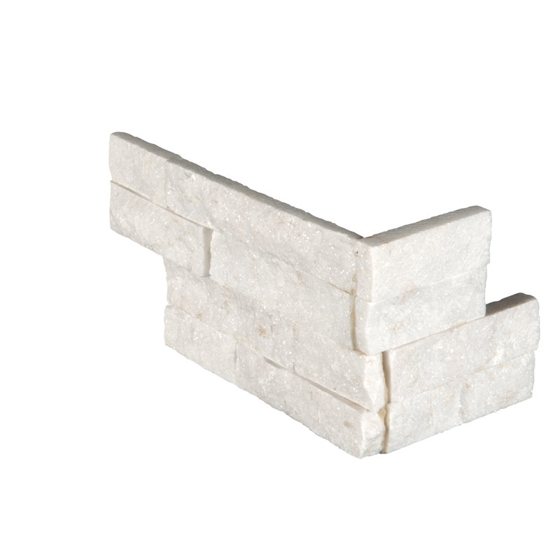 Stonecrest 6 in. x 18 in. Split Face Natural Stone Ledger Corner Wall Tile, Auric White