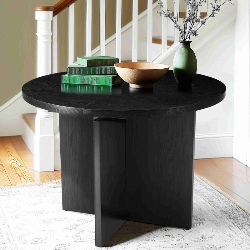 Table de salle à manger extensible en bois, table moderne avec pieds en bois d'hévéa pour petits espaces, Noir