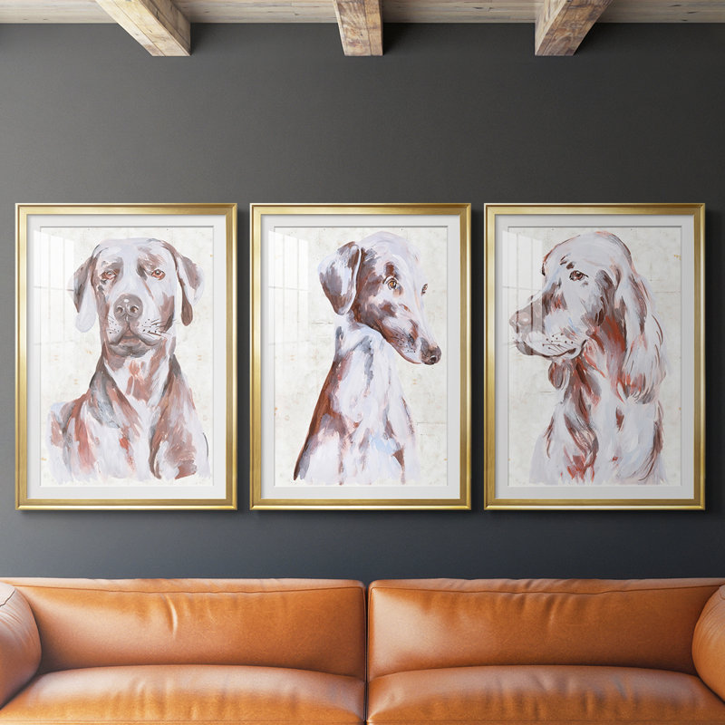 Chien assis I, H 21 po x l 30 po, Doré