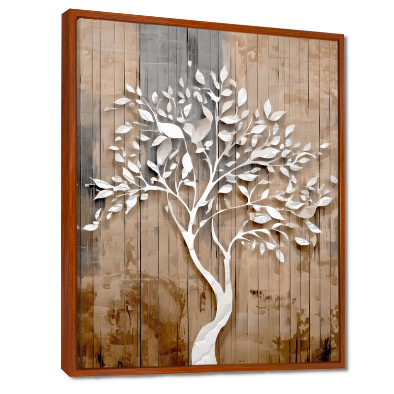 «White Tree of Life On Wood - Tree of Life», impression sur toile spirituelle blanche, H 40 po x l 30 po, Cadre flottant