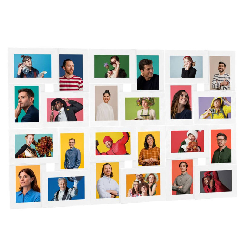 vidaXL Photo Frame MDF, polystyrene Fits 24 photos Cool Design, 3.94 in H x 5.91 in W x 0.20 in D, White