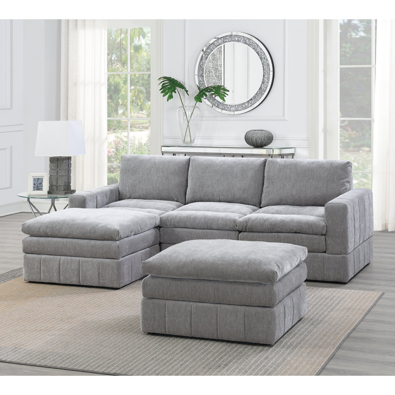 Fabric Ottoman, Gray