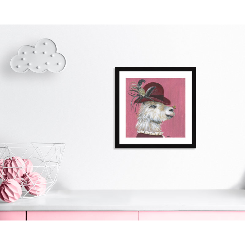 Art sur toile llama, H 24,5 po x l 24,5 po x P 0,625 po, Cadre noir