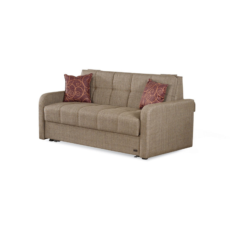 Utica Upholstered 74'' Sleeper Sofa, Brown