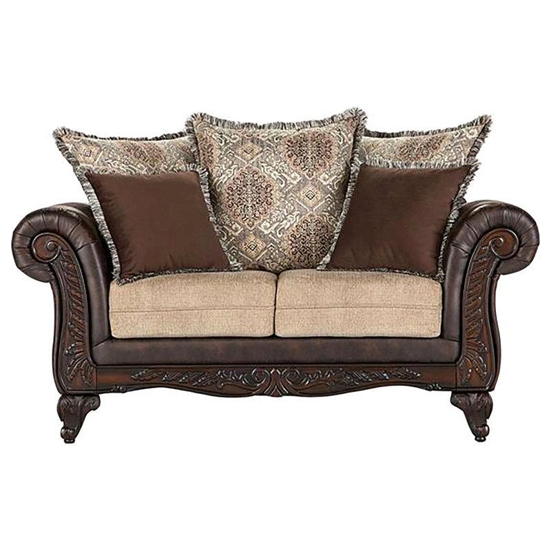 Brown Rolled Arm Loveseat