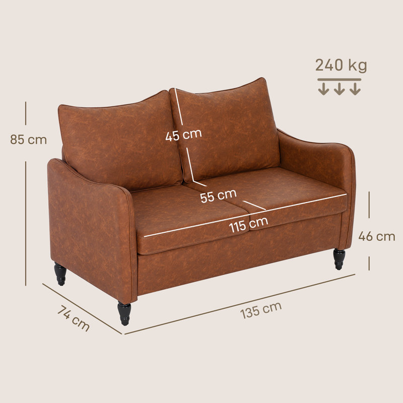 2 Seater Loveseat, Brown