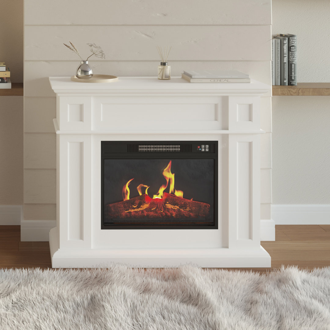 40.9" Freestanding Electric Fireplace with Mantel and Remote (White) Winston Porter