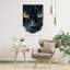 Chat noir captivant, art mural contemporain-129147720
