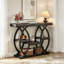Console de 39 po avec tablettes de rangement, table de chevet étroite à 4 niveaux, table d'entrée industrielle pour petits espaces-659975558-655886533