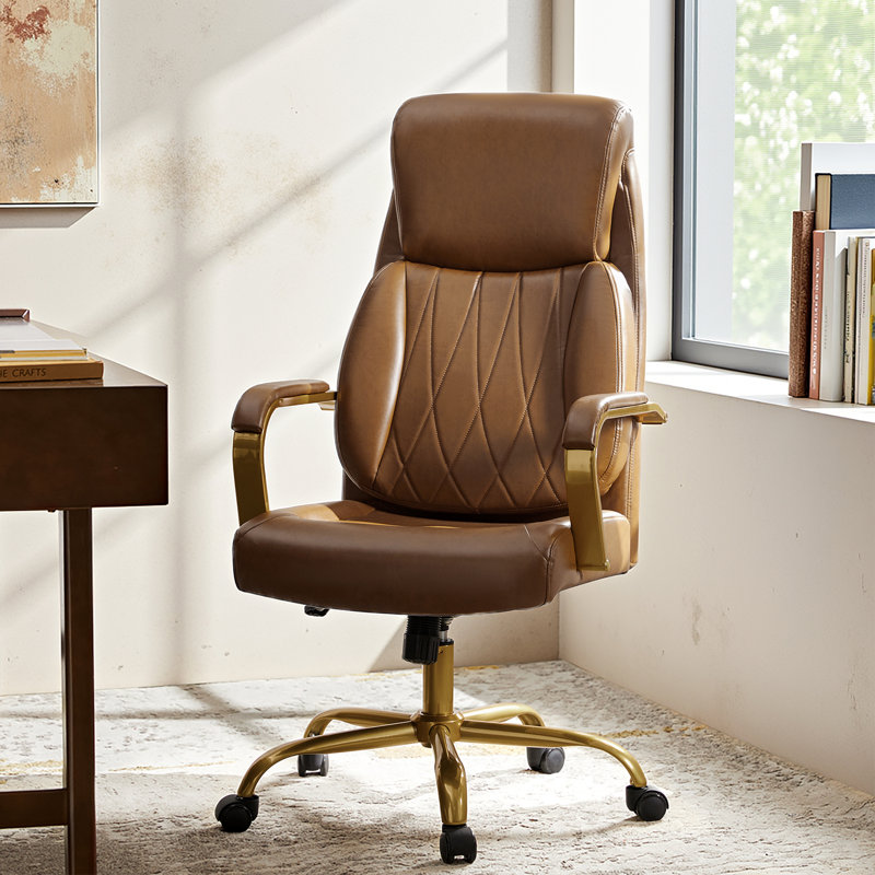 Chaise de bureau ergonomique inclinable 24 po avec système de soutien lombaire gonflable Bradford, Chameau
