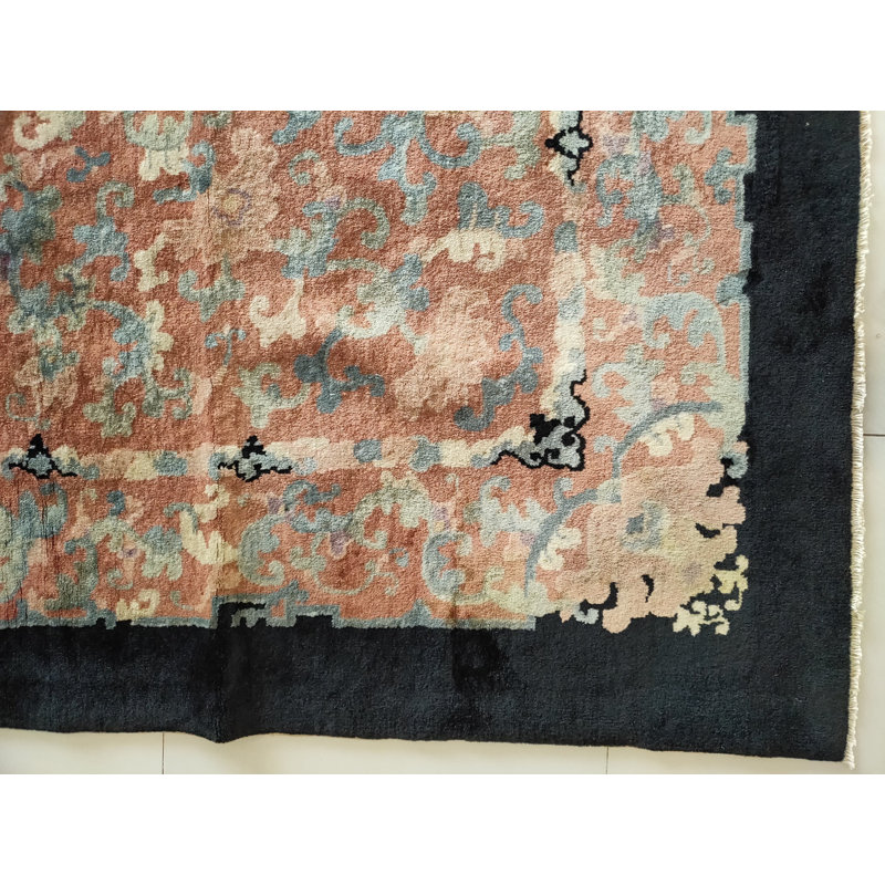 Antique Floral Medallion Pattern Room Size Chinese Art Deco Carpet