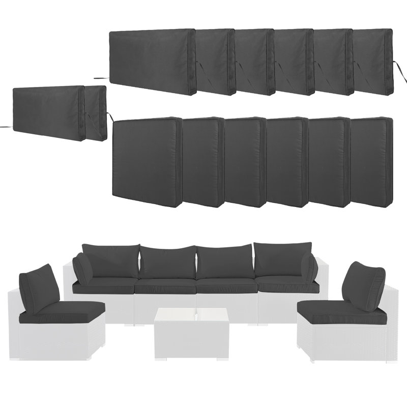 Cushion Covers For 7 Pcs (6-Seaters) Wicker Rattan Sectional Sofa, 14Pack Cushion Slipcovers Set Seat And Back,Outdoor Cushion Slipcover With Zipper, (Only Cover)