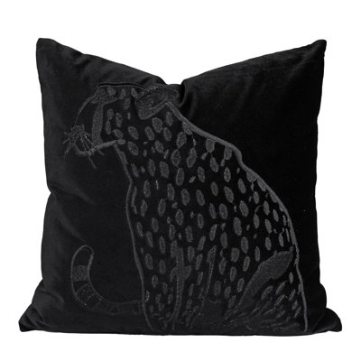 Velvet Black Leopard Pillow Cover