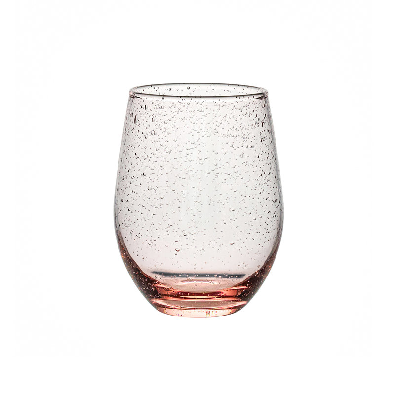 Provence Stemless Wine Glass, Clear/Blush