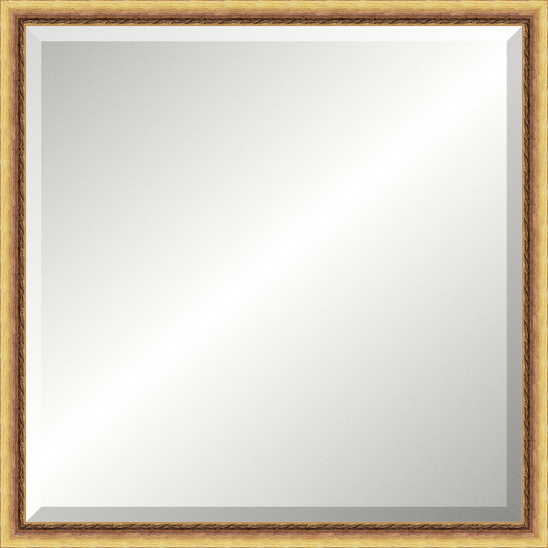 Distressed Gold Old World Mirror, Small Square