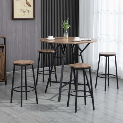 5 tables de bar et chaises, choix de salle à manger peu encombrant pour la cuisine de pub. Noir et brun Livré avec 4 tabourets. Dimensions: H 35,4 po x Solution d'assemblage requise