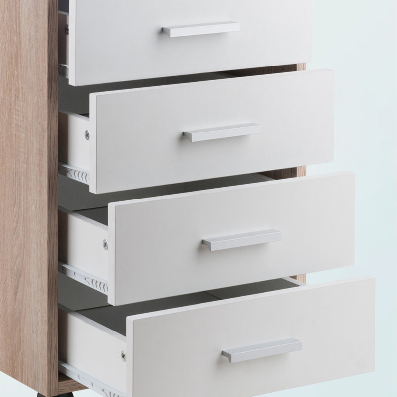 Dandoy 5-Drawer Storage Cabinet with White Finished Wood, 28.96'' H X 15.59'' W X 17.47'' D