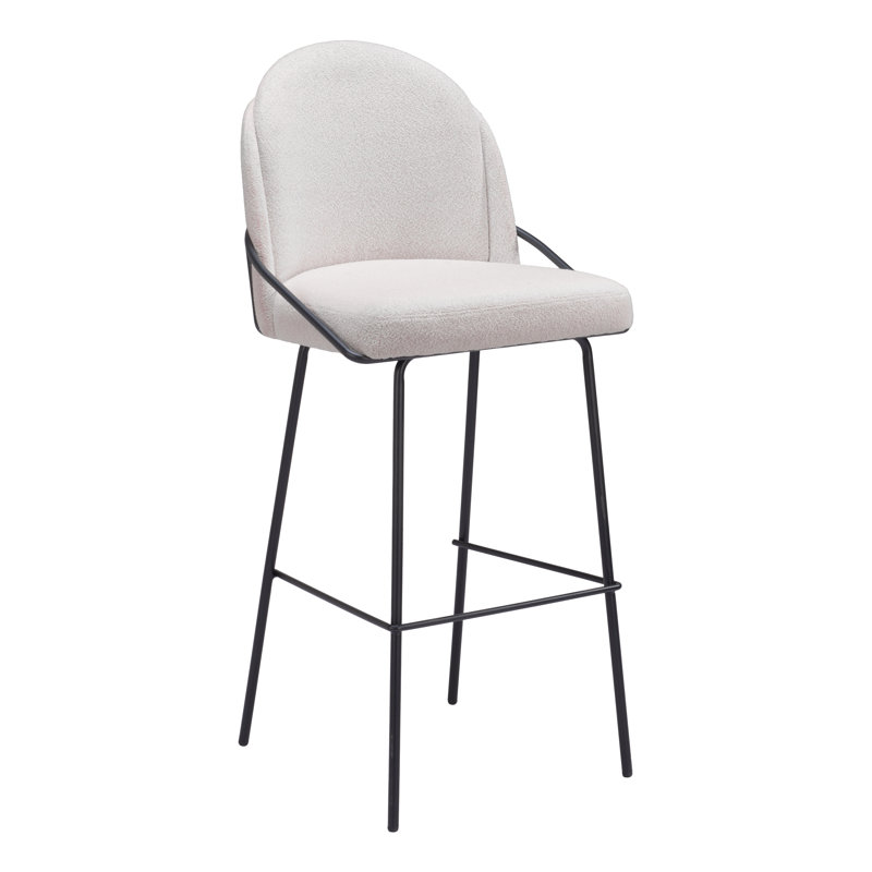 Aleashia Upholstered Counter Stool, White, Bar Stool (30.3" Seat Height)