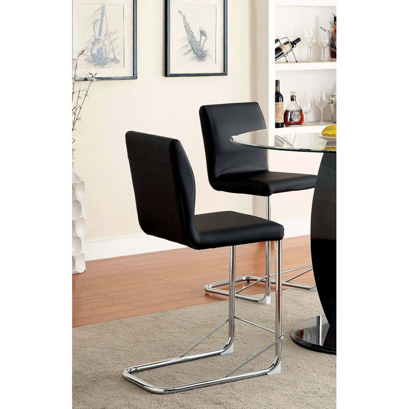 Leatherette 2Pcs Counter Height Dining Chairs