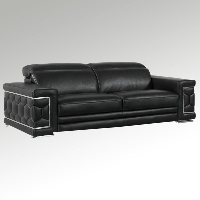 Ensemble de canapé en cuir Doromin, Cuir véritable noir