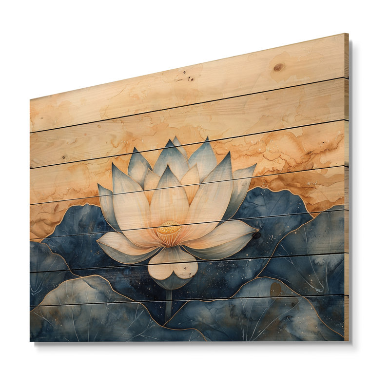 Lis Lily Aura de lotus II - Art mural moderne sur bois de pin naturel, 30" H x 40" W x 0.78" D