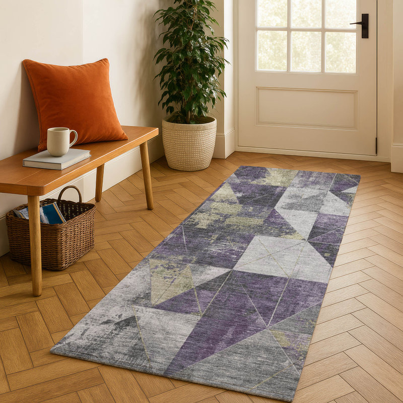 Premium Machine Washable Fairwood AMF1888 Geometric Rug, Runner 2'3" x 7'6"