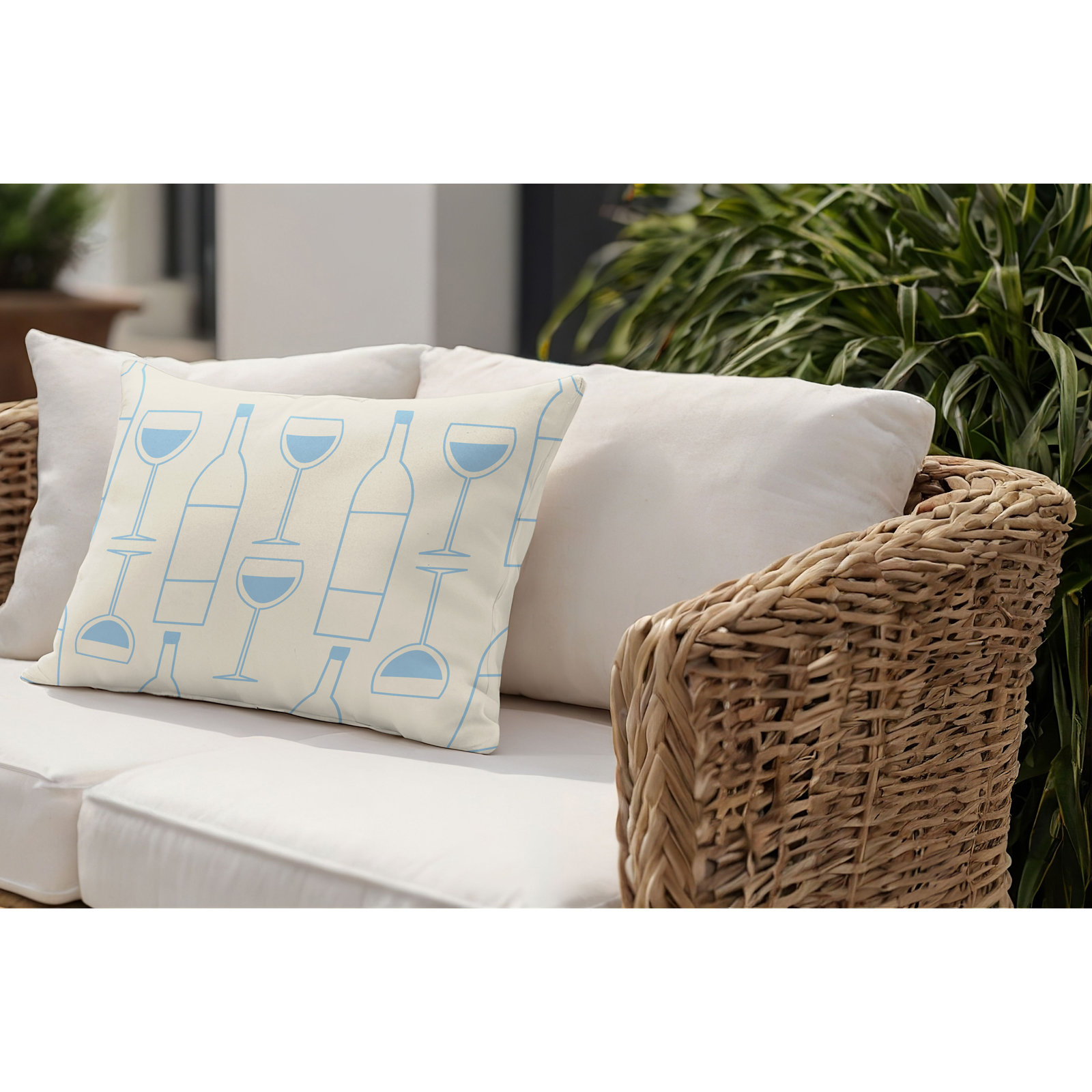 Hyatt Indoor/Outdoor Throw Pillow, 18"H x 25"W, Blue