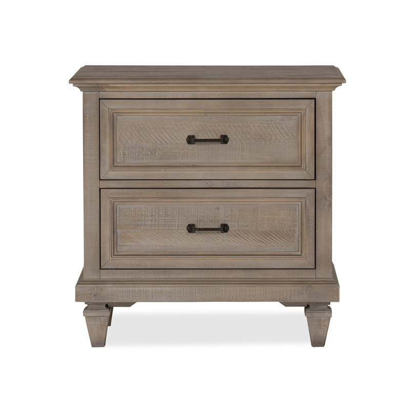 2 - Drawer Solid Wood Nightstand in Dovetail Gray