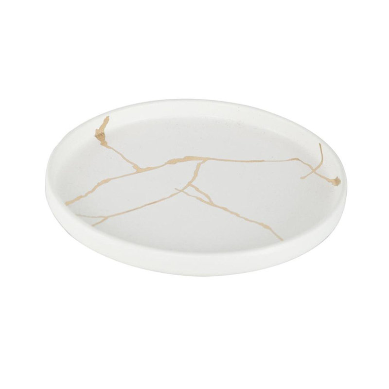 Mercer41 Lann Porcelain Serving Plate, 1.1" H x 8.3" W x 8.3" D, White/Gold