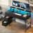 Linze Computer Desk w/ Monitor Shelf, RGB LED Lights, USB Ports & Drawers-776955455-776955452