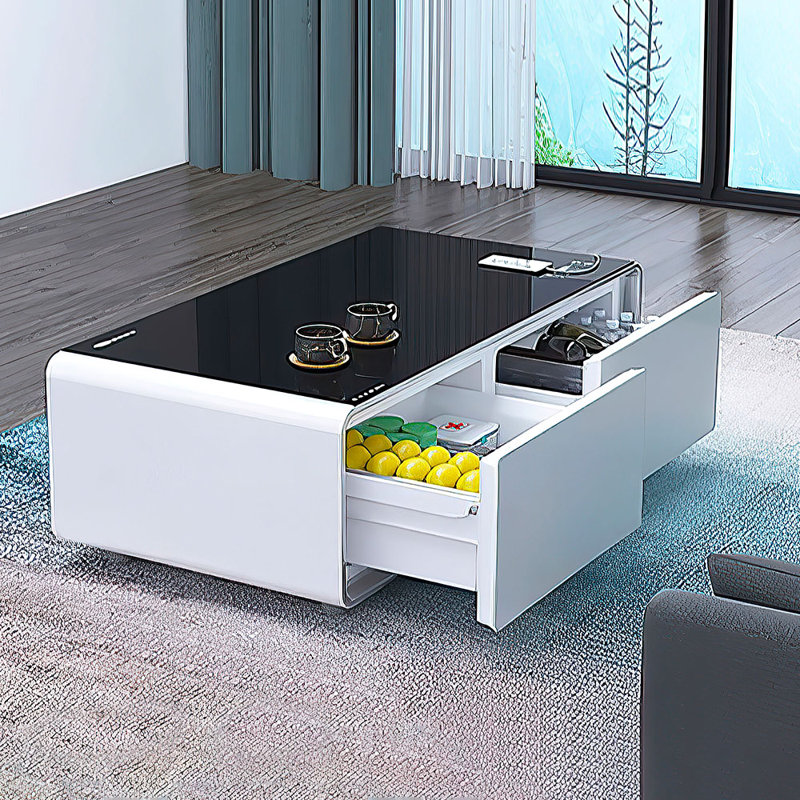 Lonas Glass Top Coffee Table, White