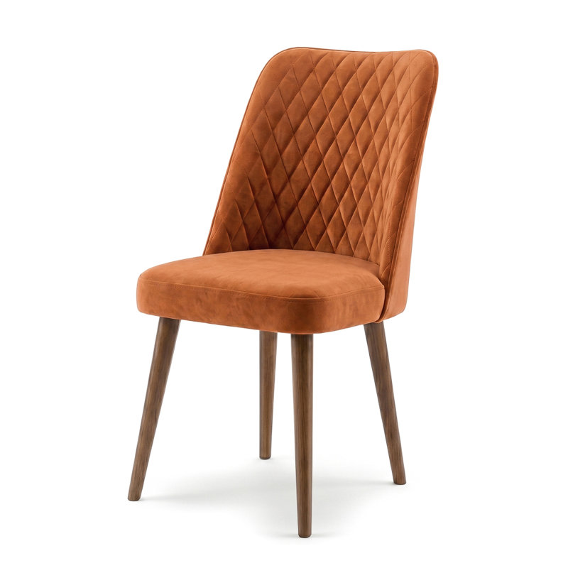 Ackley 18.7'' H Velvet Upholstered Parsons Chair, Orange