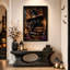 Art mural sur toile, "Chat noir en chapeau de sorcière pointu sur pile d'Halloween"-213919321