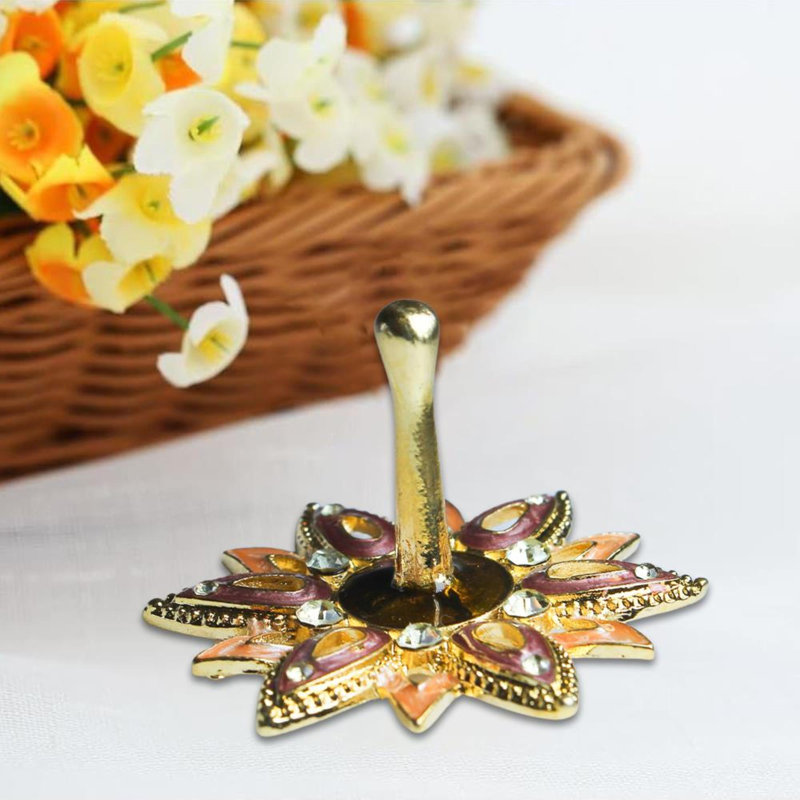  Ensemble de menorah et dreidel - candélabre en émail peint à la main avec des arbres et des boutons floraux et cadeau de Hanoukka tourné par Dreidel